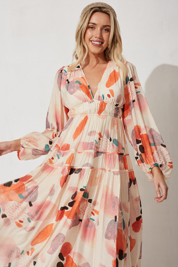 Beeblossom Midi Dress In Tangerine Floral - St Frock (Dev)
