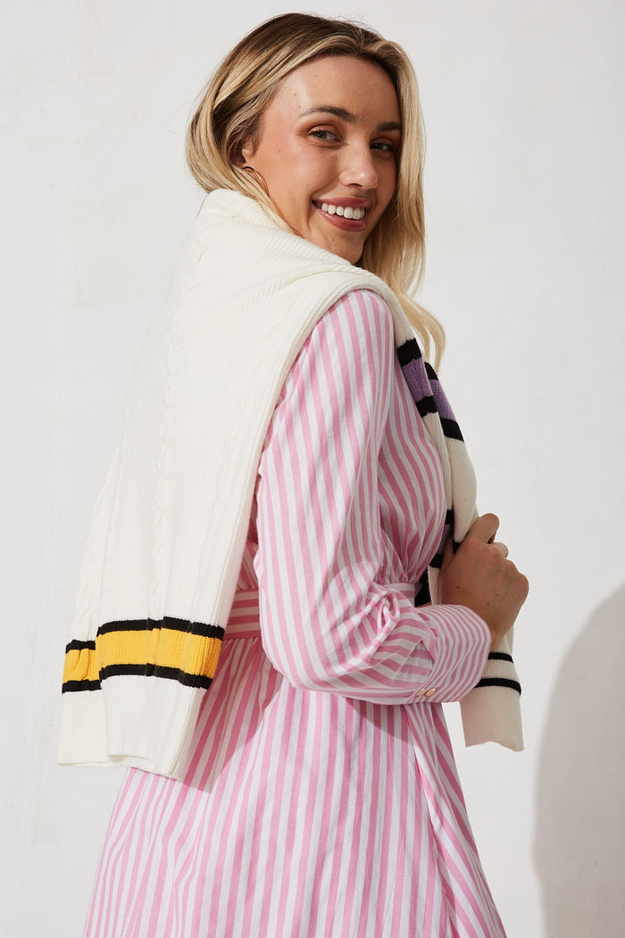 Tesha Maxi Dress In Pink Stripe Cotton - detail
