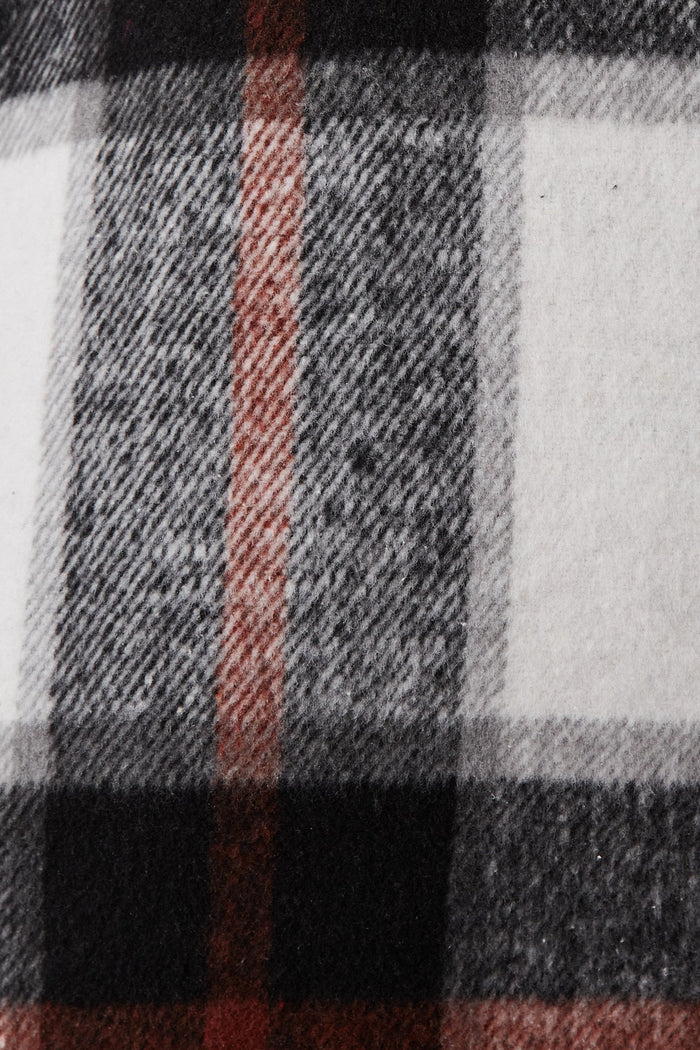 Falcon Shacket In Black With Red And White Check - fabric