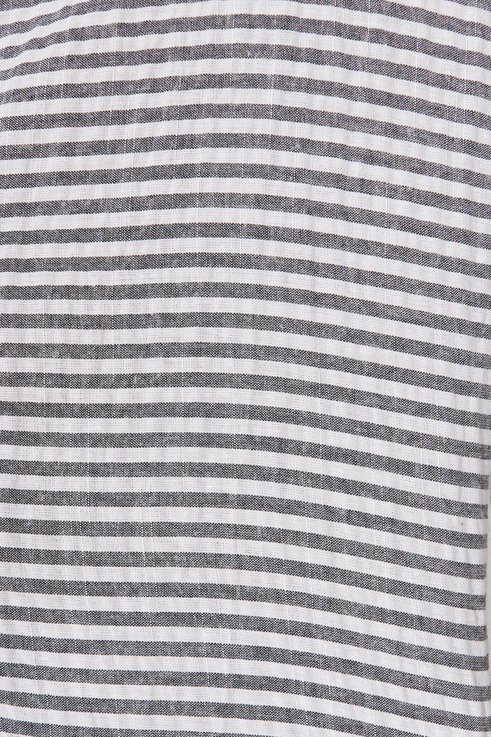 Freya Shirt Dress In Grey With White Stripe Cotton - fabric
