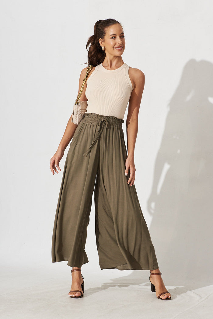 Mariah Pant Petite In Khaki - full length