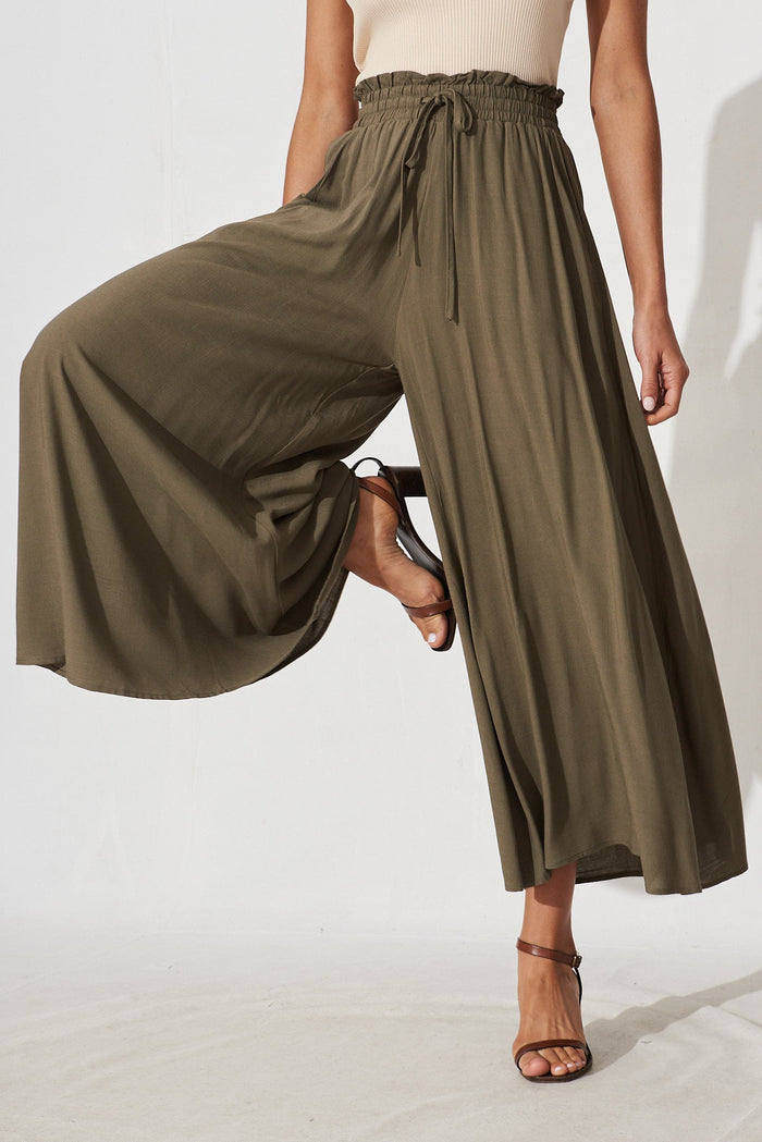Mariah Pant Petite In Khaki - front