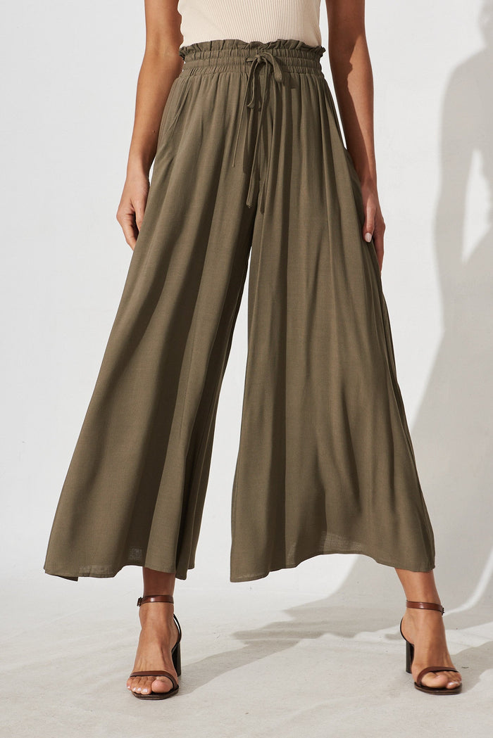 Mariah Pant Petite In Khaki - front
