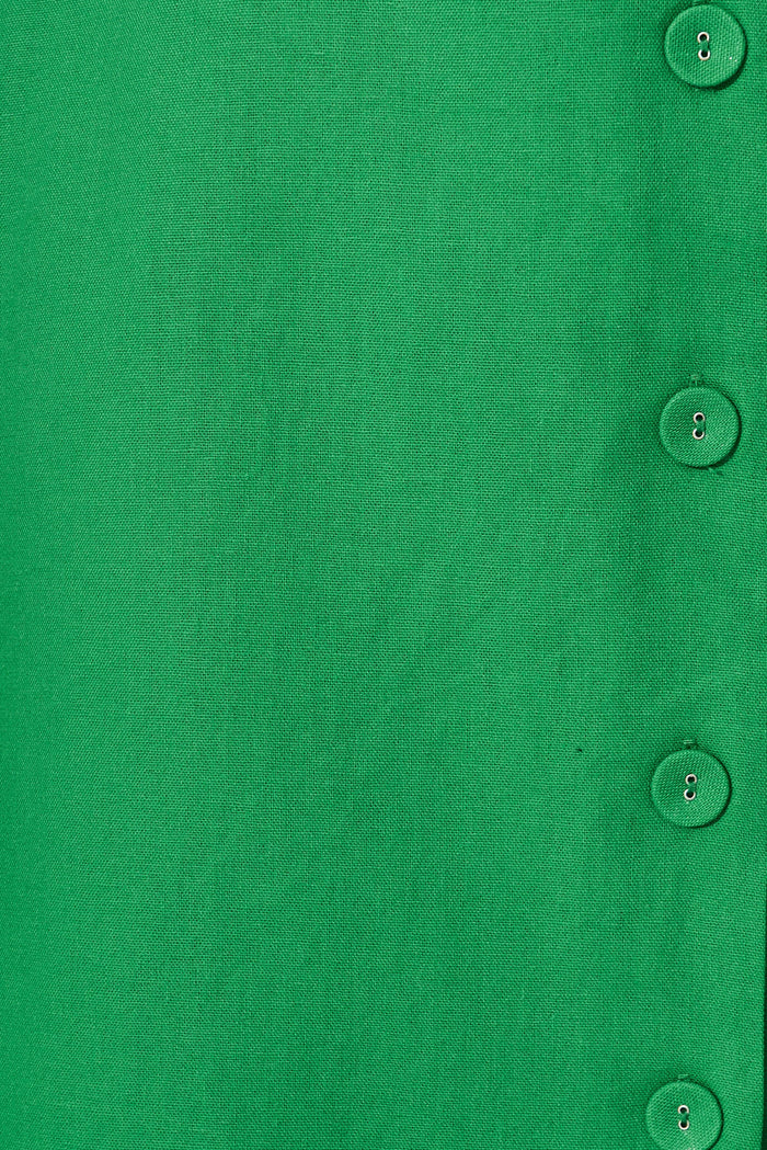 Hawthorn Midi Shirt Dress In Green Linen Cotton Blend - fabric