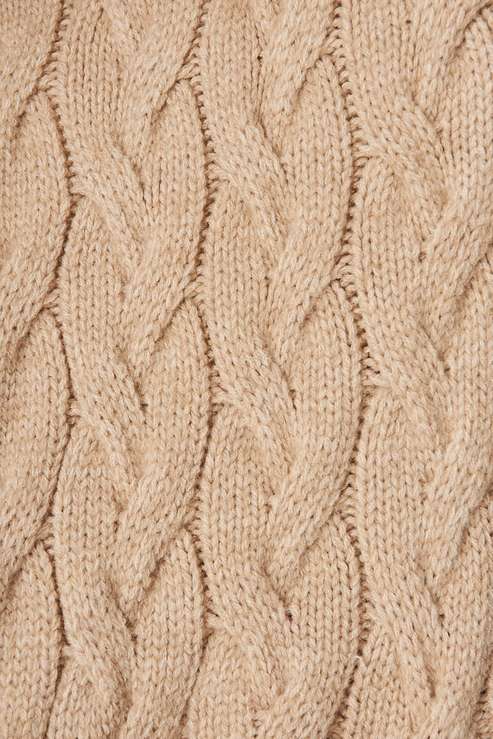 Yesenia Hood Knit Cardigan In Brown Wool Blend - fabric