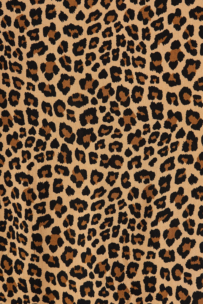 Wolverhampton Maxi Dress In Brown With Leopard Print - fabric