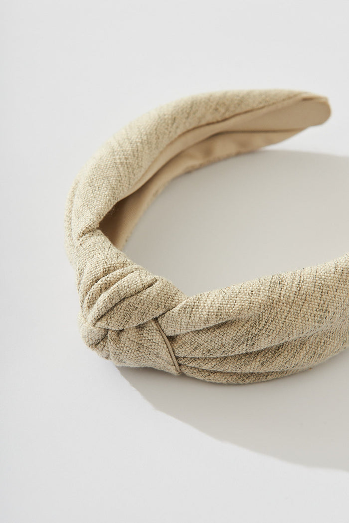 August + Delilah Gracen Headband In Beige Linen - detail
