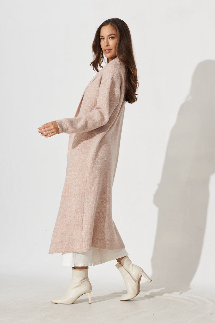 Narela Knit Cardigan In Beige Wool Blend - side