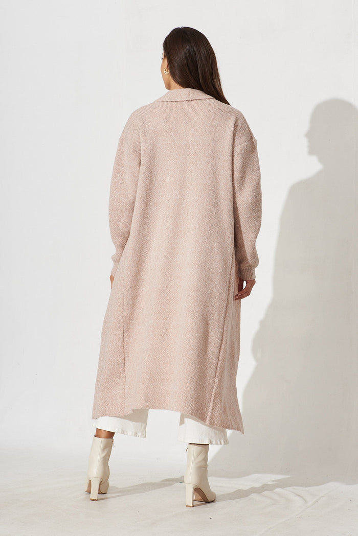 Narela Knit Cardigan In Beige Wool Blend - back