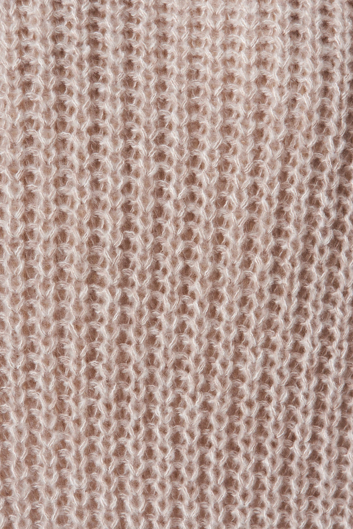 Marilla Knit Cardigan In Beige Marle Wool Blend - fabric