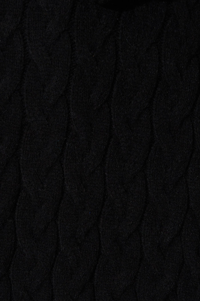 Yesenia Hood Knit Cardigan In Black Wool Blend - fabric