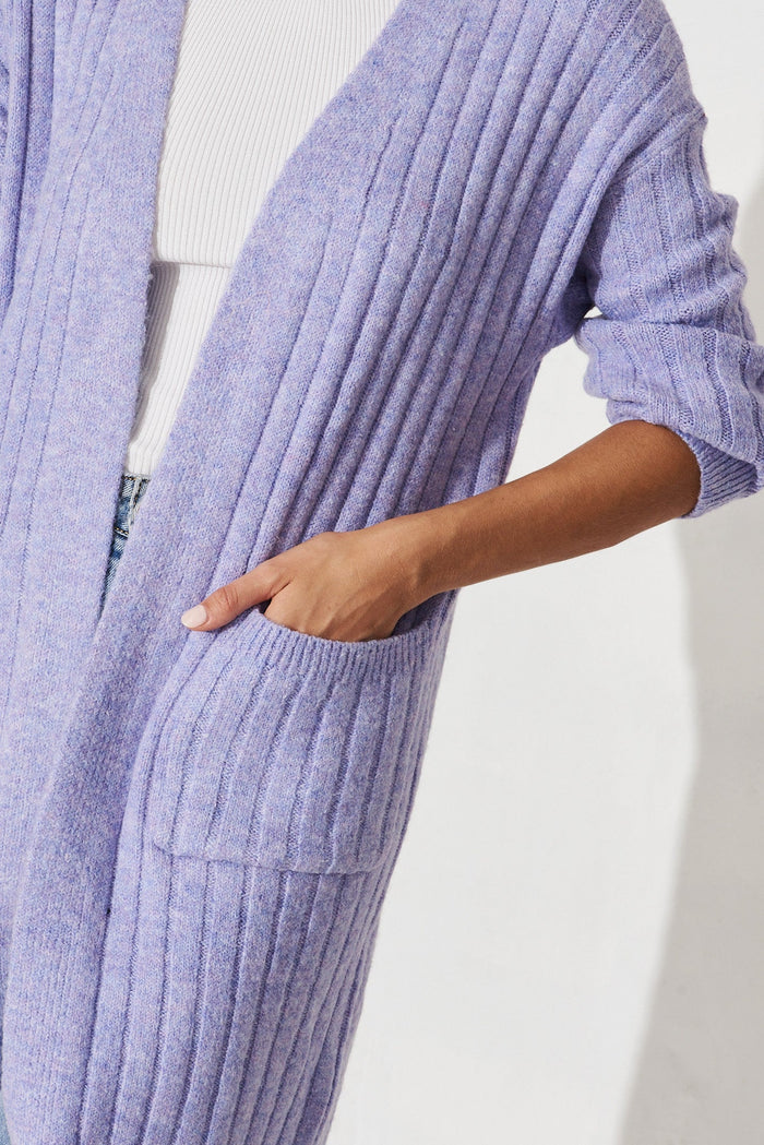 Kingsdene Knit Cardigan In Purple Wool Blend - detail
