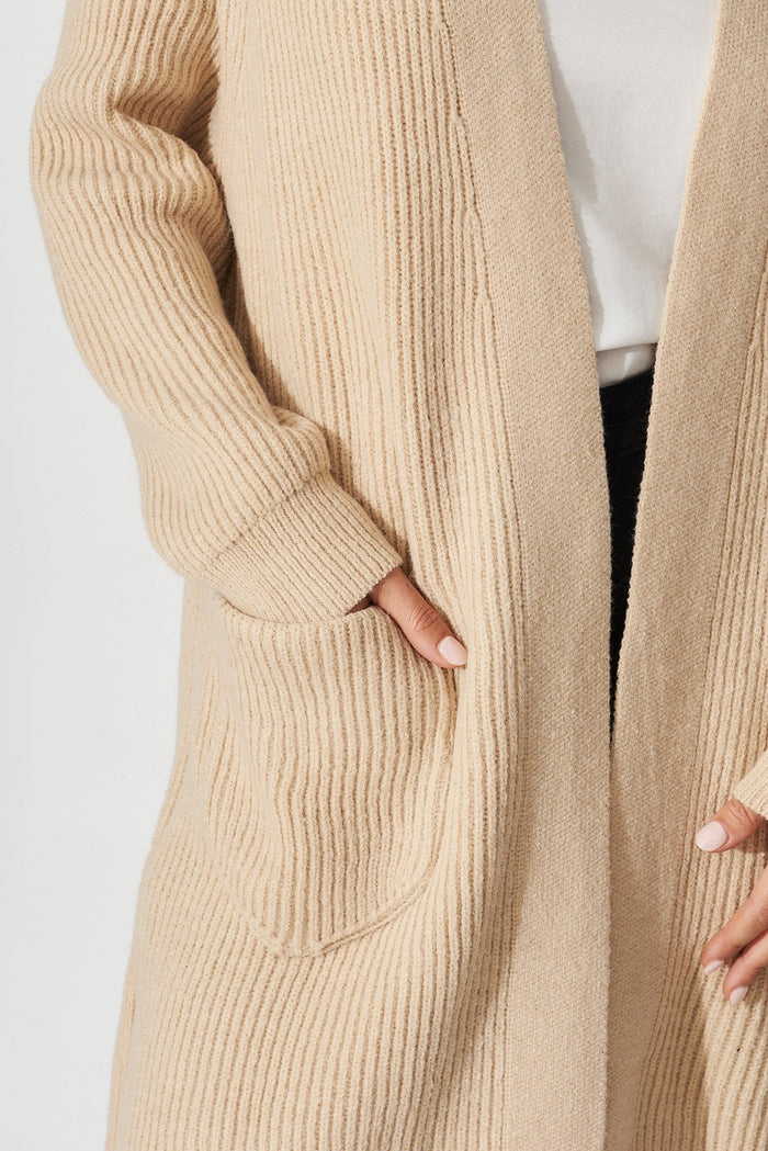 Sullana Knit Cardigan In Beige Wool Blend - detail