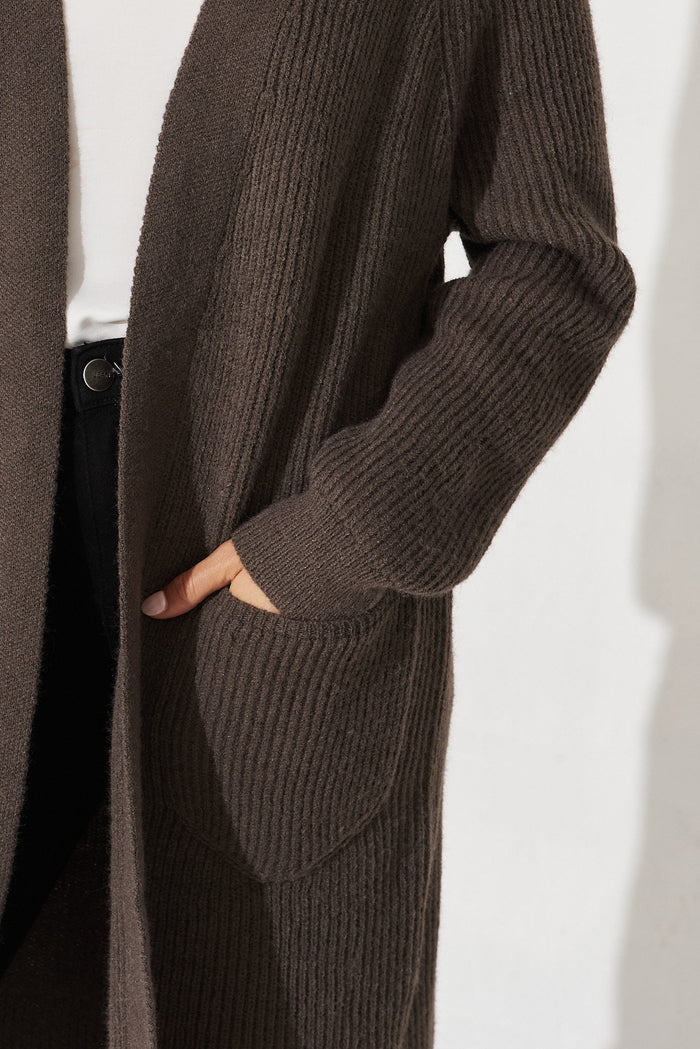 Sullana Knit Cardigan In Brown Wool Blend - detail