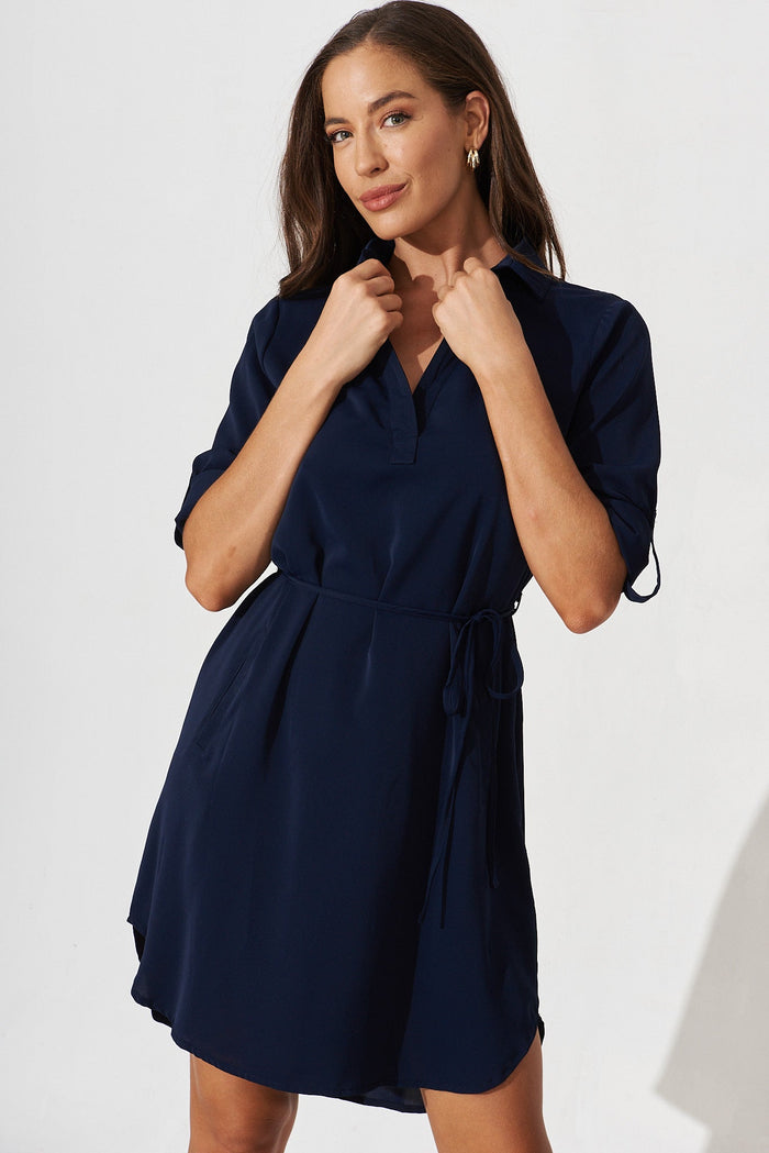 Pamplona Dress In Navy - front