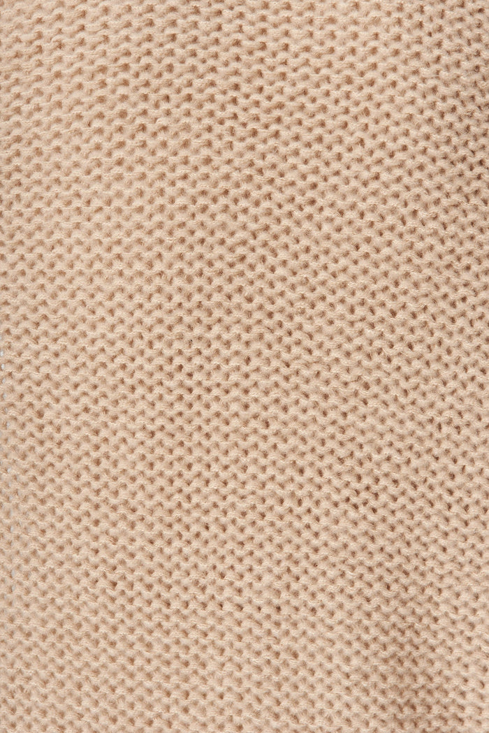 Durham Cable Knit Cardigan In Beige Wool Blend - fabric