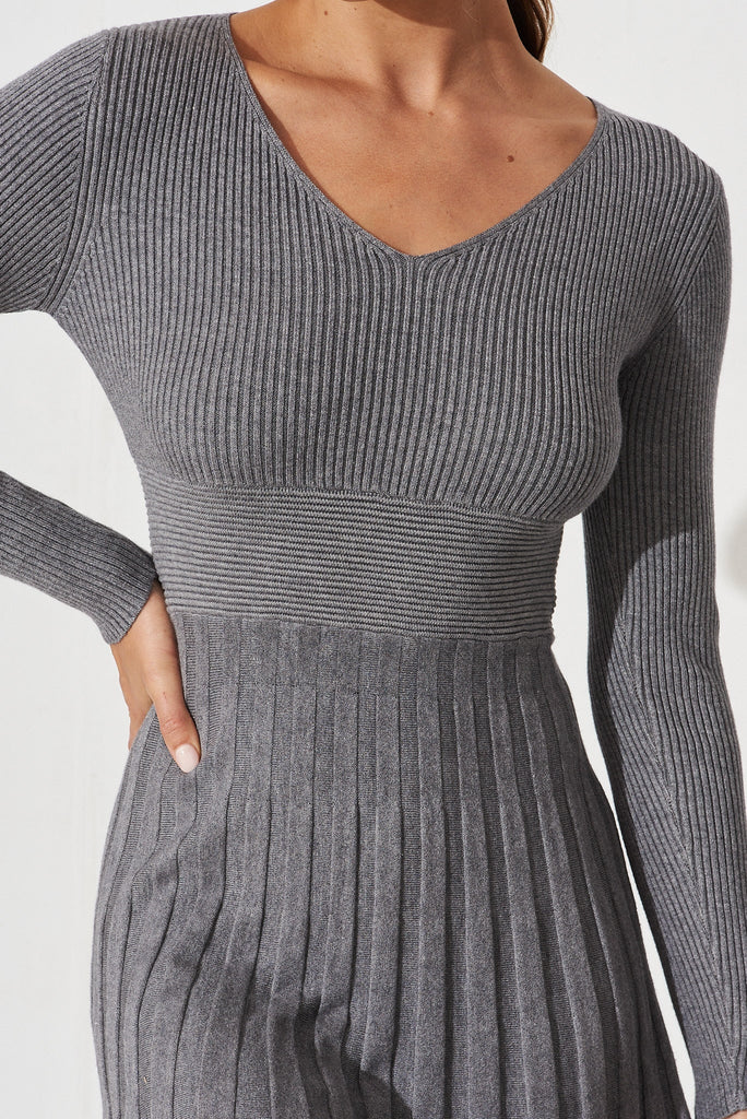 Koby Knit Dress In Grey Marle - detail