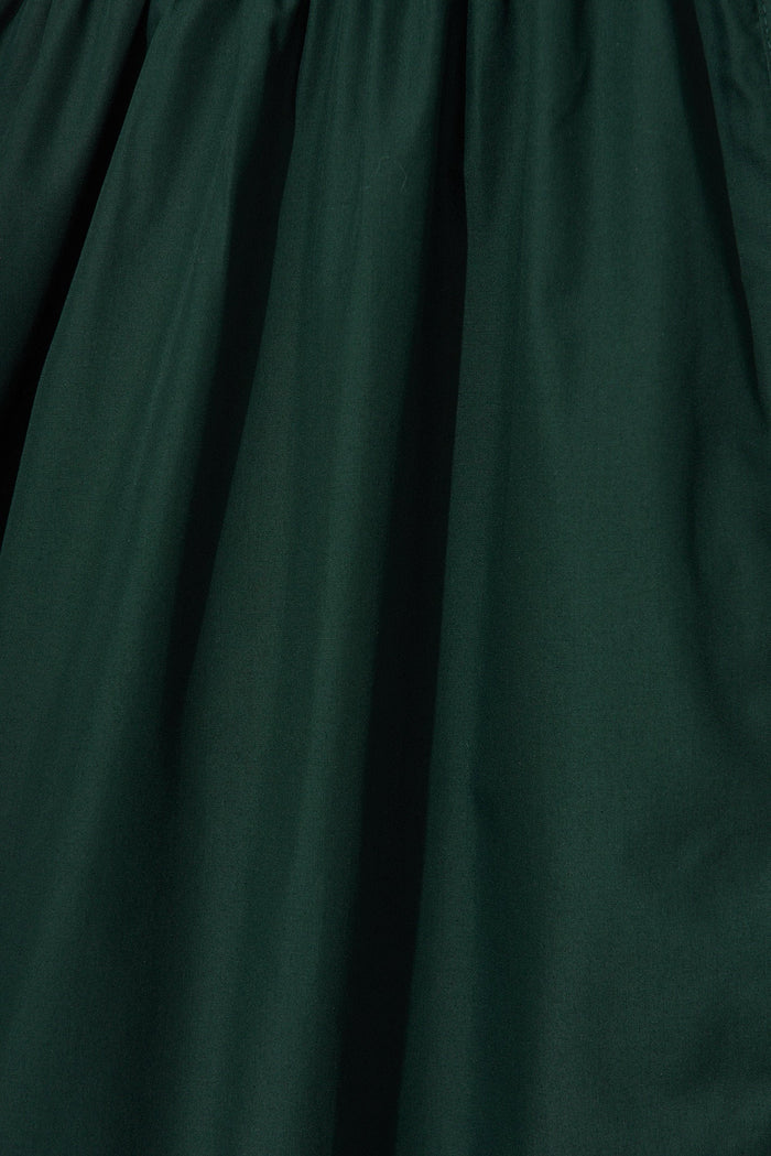 Marie Midi Shirt Dress In Emerald Cotton - fabric