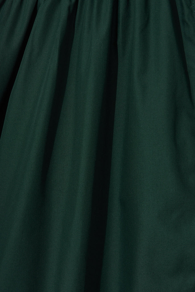 Marie Midi Shirt Dress In Emerald Cotton - fabric