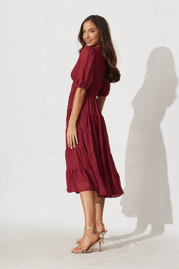 Modica Midi Dress In Berry Chiffon - side
