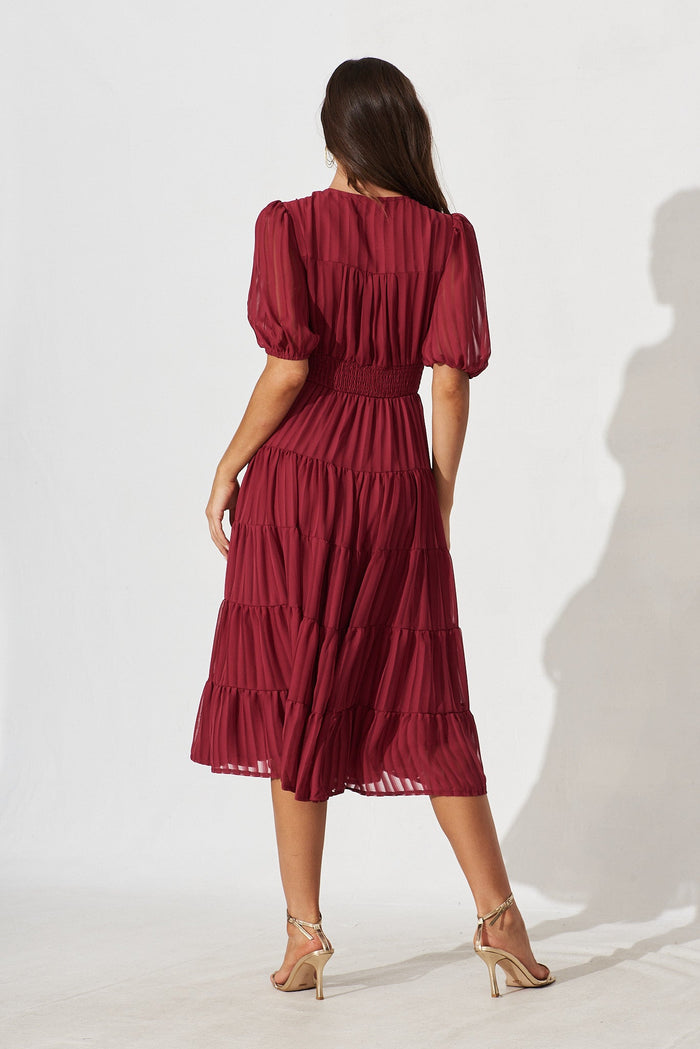 Modica Midi Dress In Berry Chiffon - back