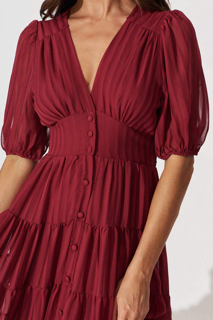 Modica Midi Dress In Berry Chiffon - detail