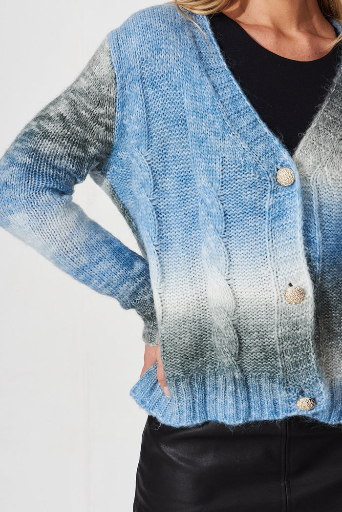 Bluestar Knit Cardigan In Grey Wool Blend - St Frock (Dev)