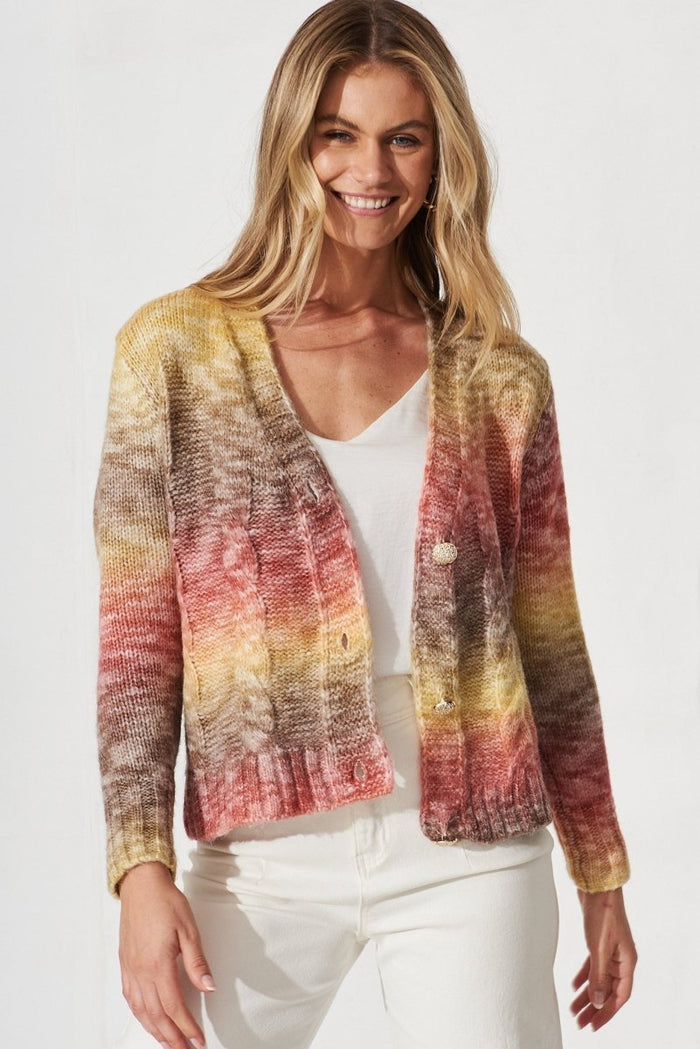 Bluestar Knit Cardigan In Rust Wool Blend - St Frock (Dev)