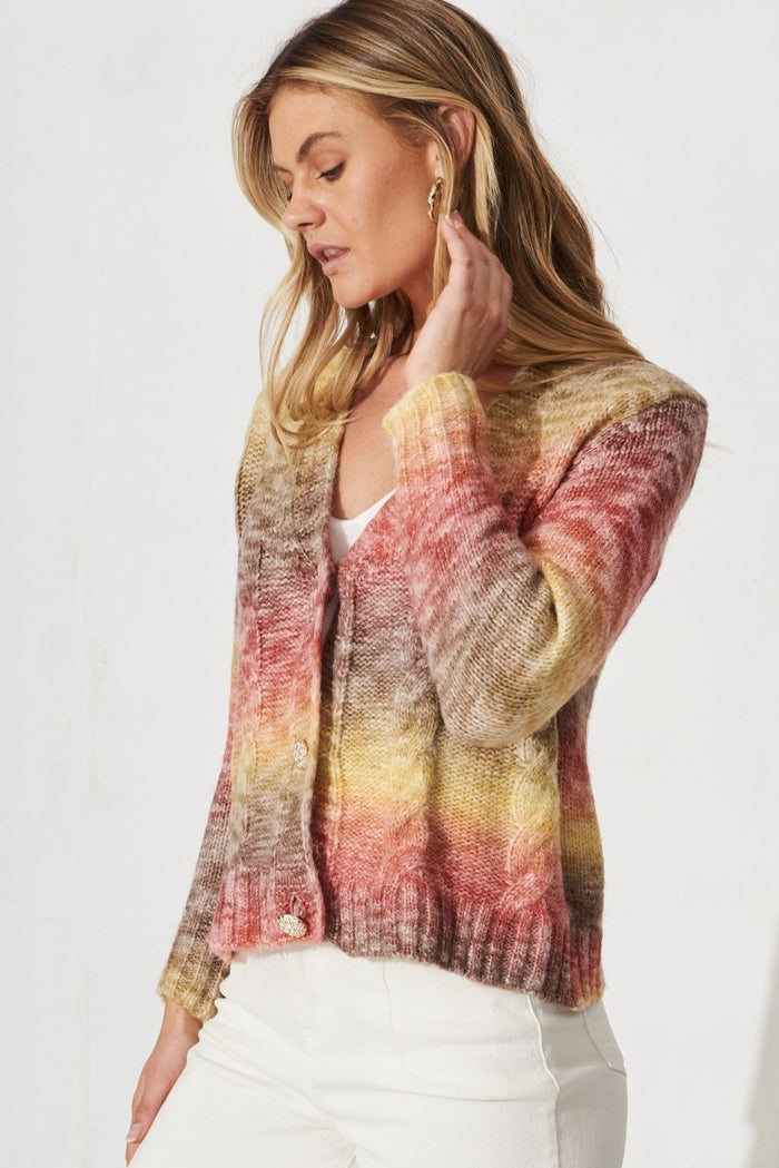 Bluestar Knit Cardigan In Rust Wool Blend - St Frock (Dev)