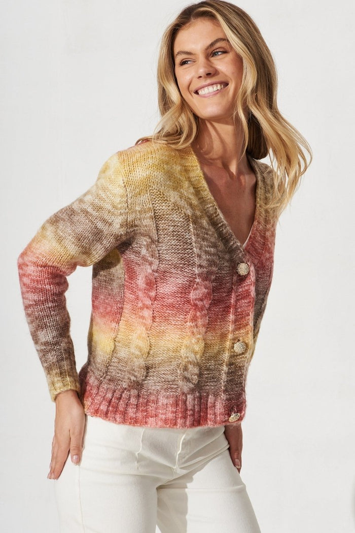 Bluestar Knit Cardigan In Rust Wool Blend - St Frock (Dev)