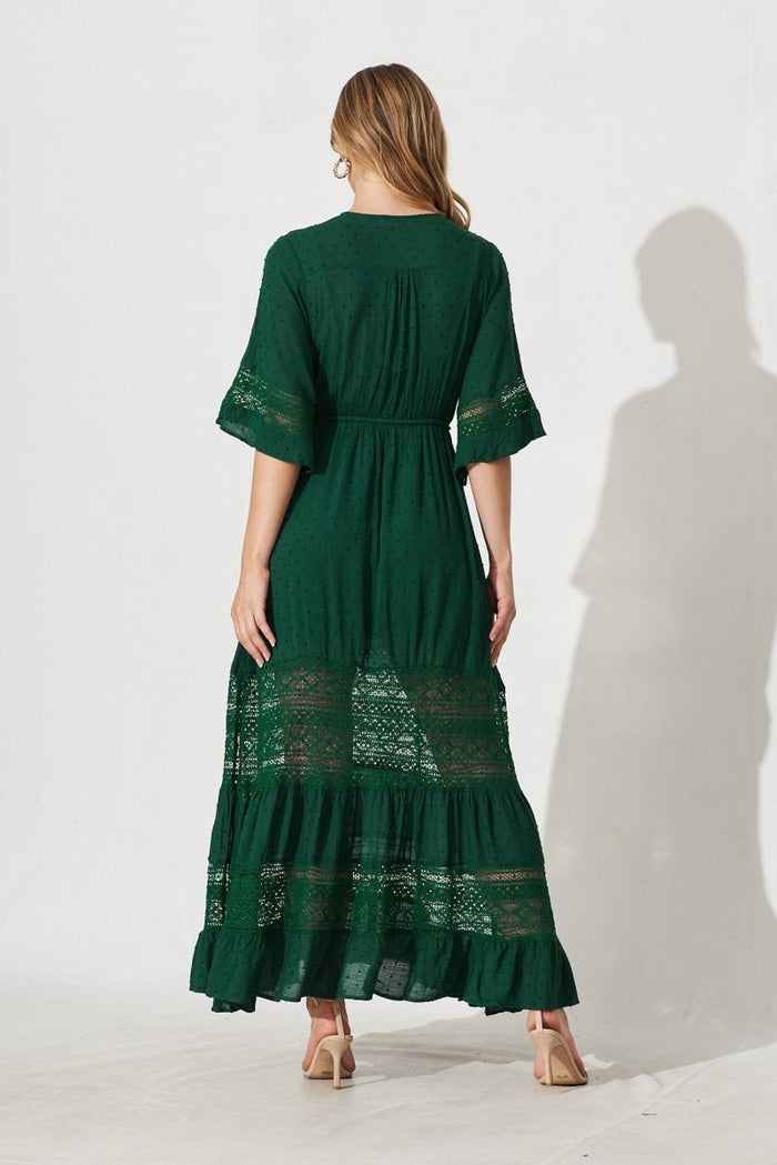 Boheme Dress In Green Swiss Dot - St Frock (Dev)
