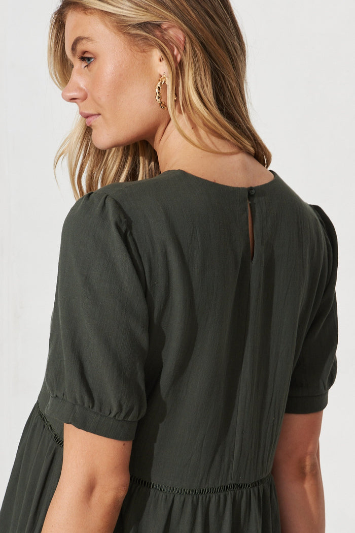 Shonda Midi Dress In Green Linen Blend - detail