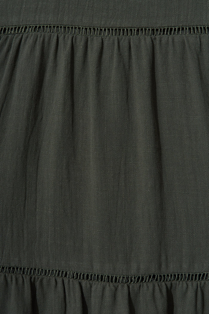 Shonda Midi Dress In Green Linen Blend - fabric