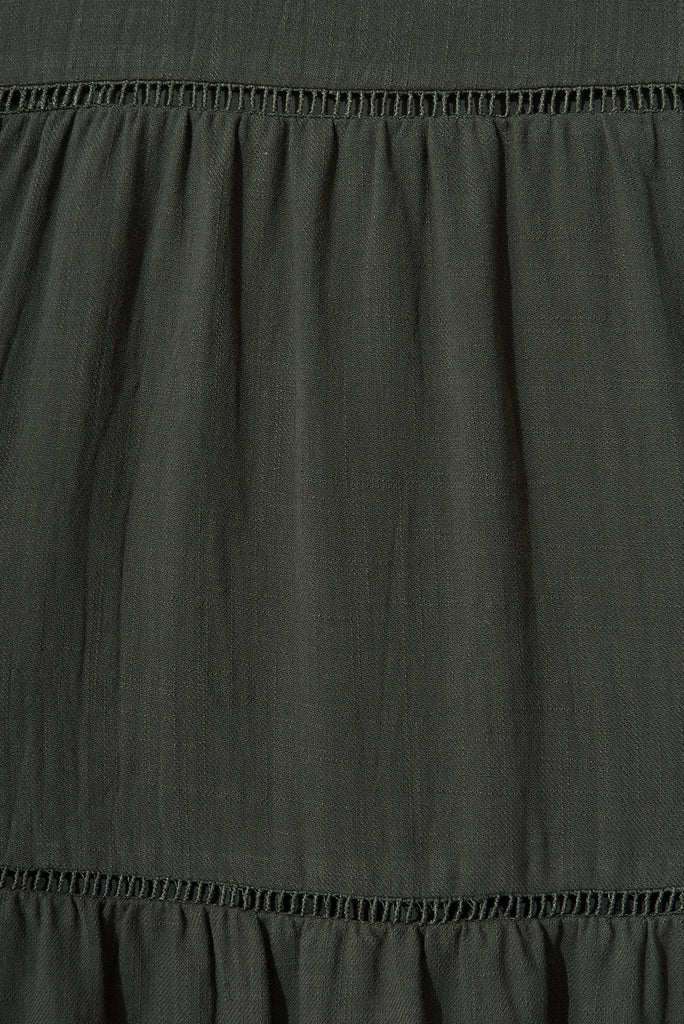 Shonda Midi Dress In Green Linen Blend - fabric