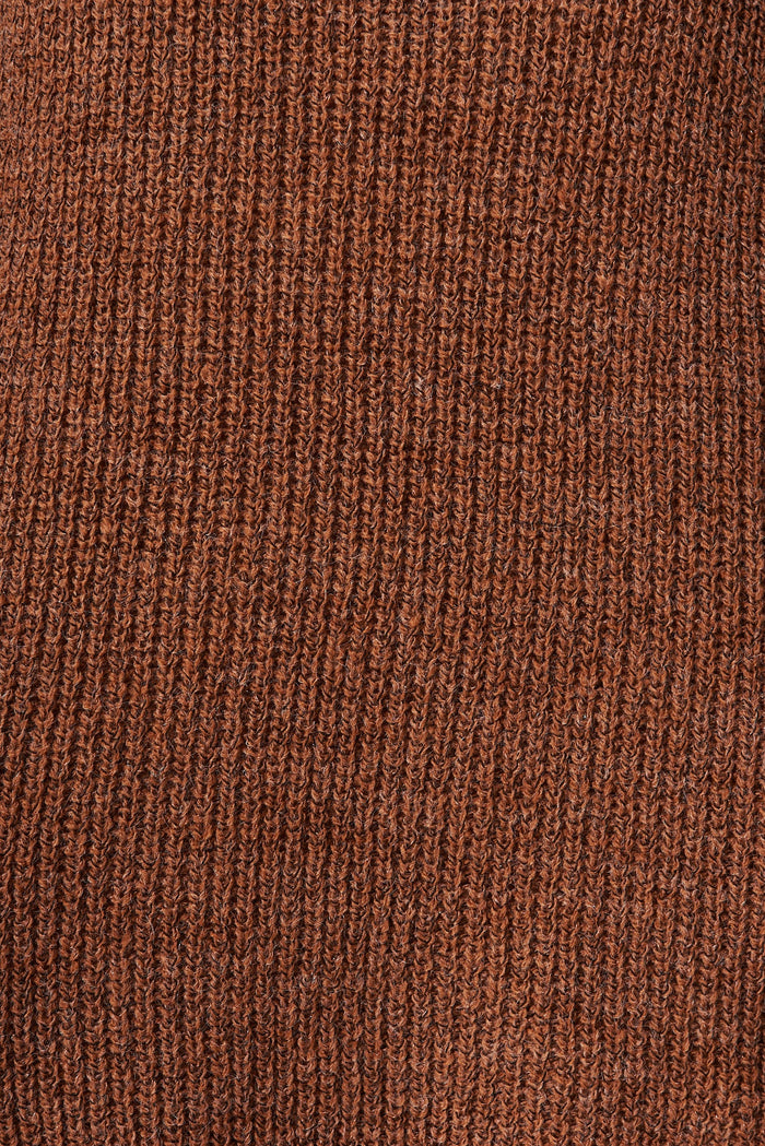 Salvador Knit Dress In Brown With Leopard Print Wool Blend - fabric