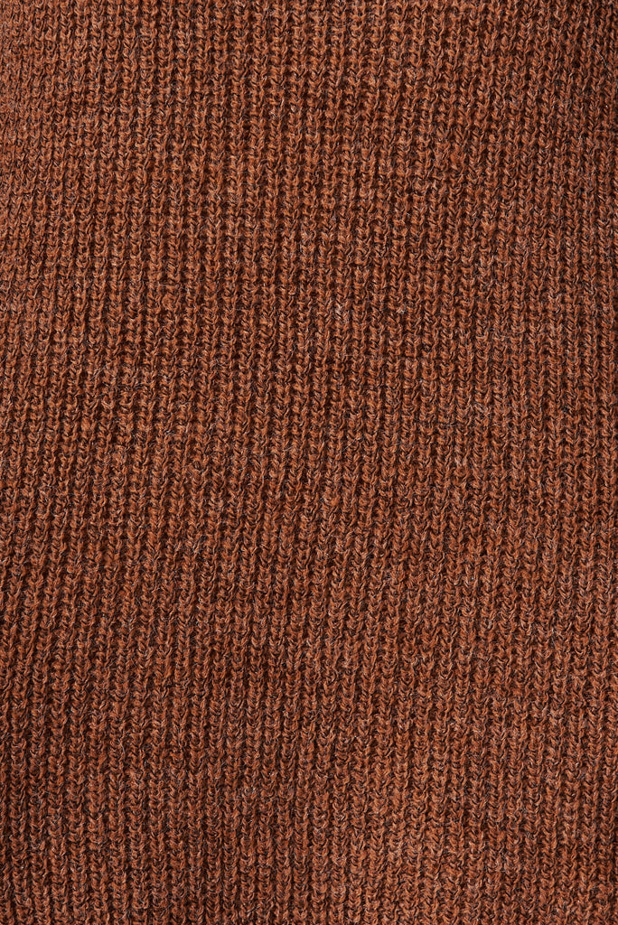 Salvador Knit Dress In Brown With Leopard Print Wool Blend - fabric