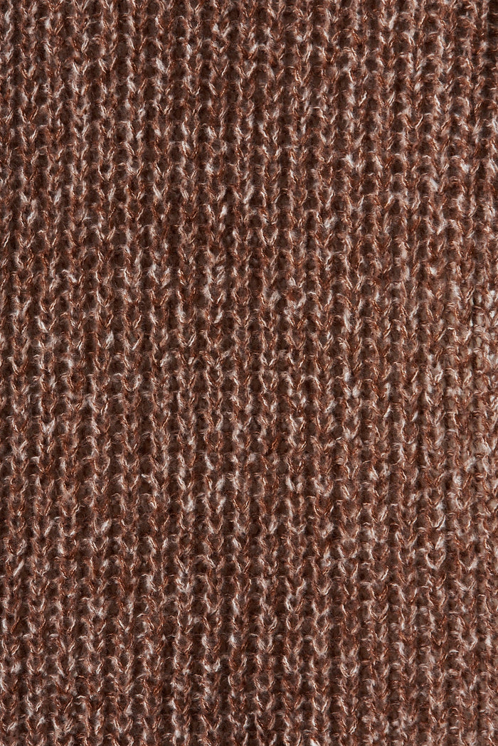 Marilla Knit Cardigan In Brown Marle Wool Blend - fabric