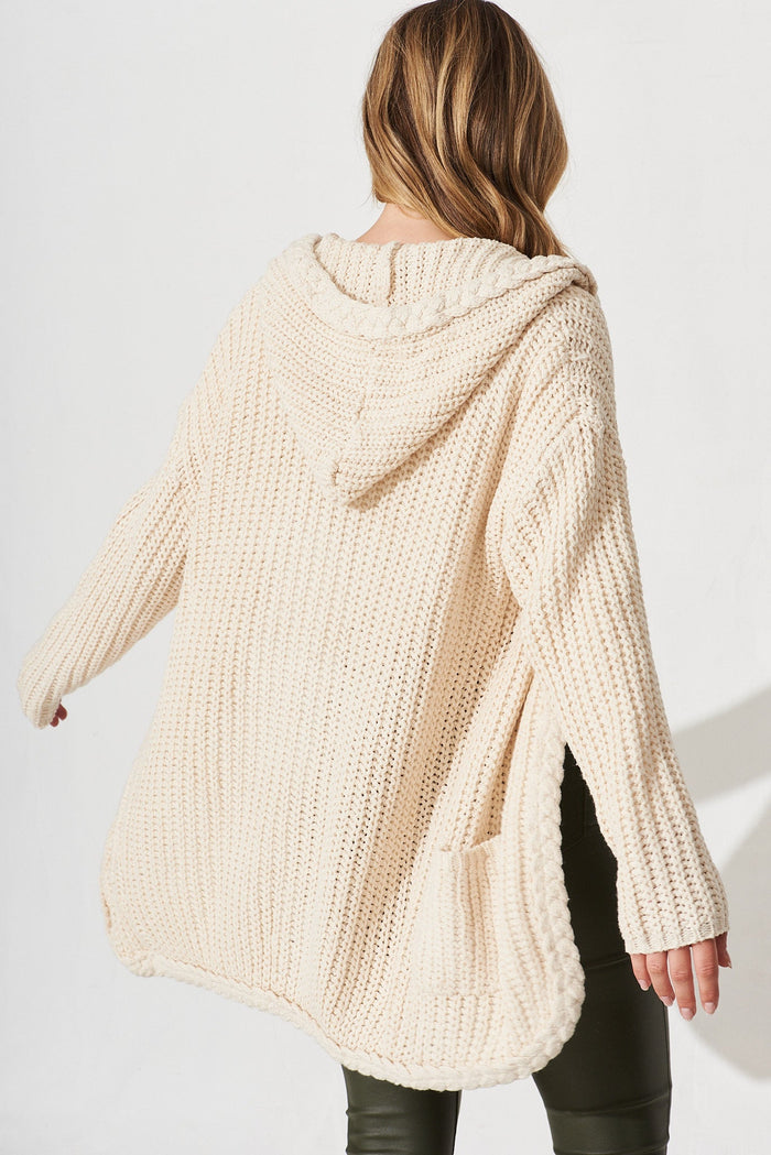 Trade In Knit Cardigan In Beige Wool Blend - back