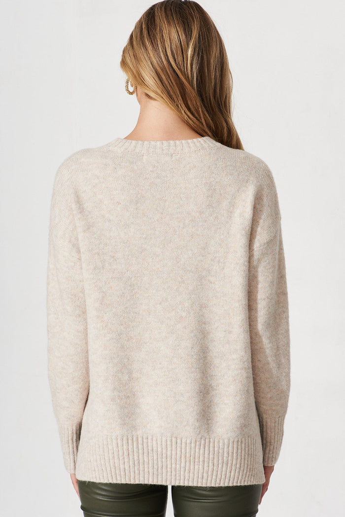 Antonella Knit In Beige Marle Wool Blend - back