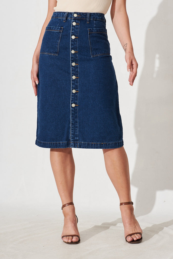 Sunflower Denim Skirt In Blue - front