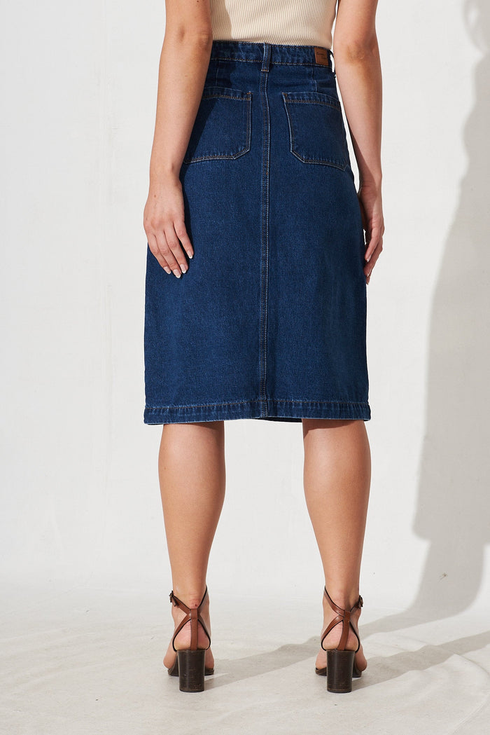 Sunflower Denim Skirt In Blue - back