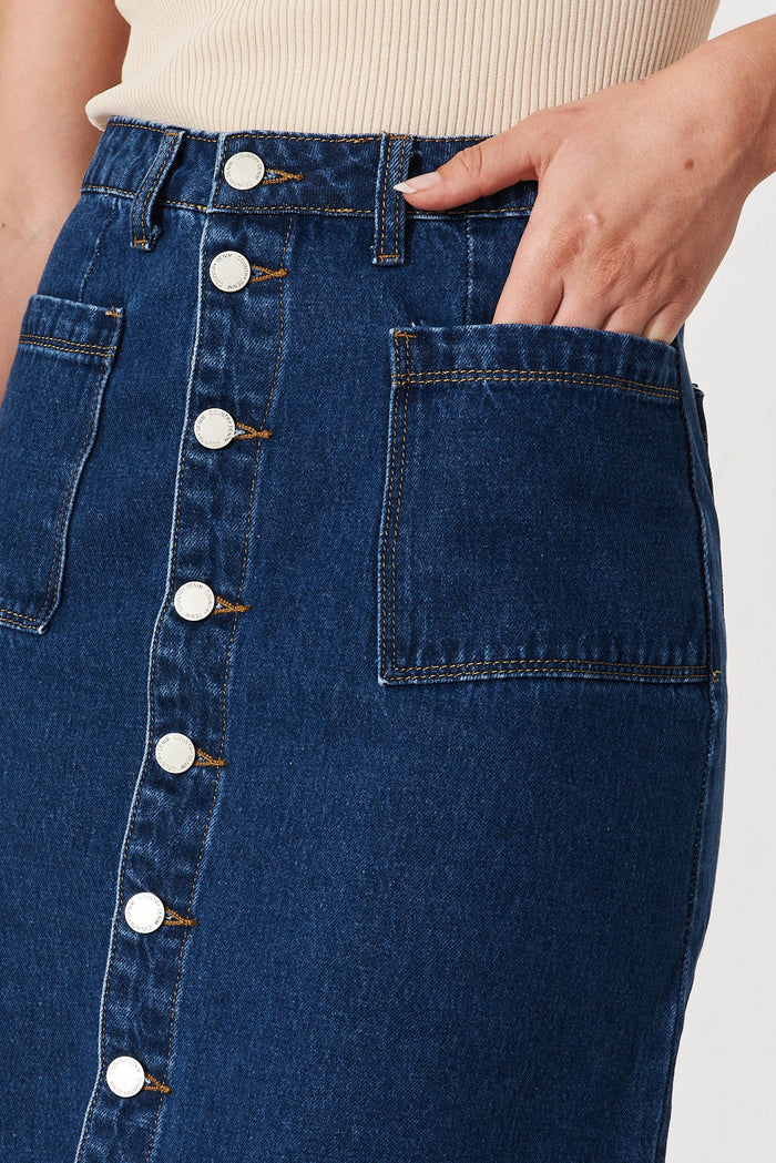 Sunflower Denim Skirt In Blue - detail