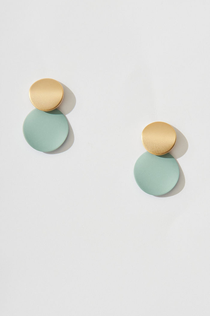August + Delilah Gloria Earrings In Light Blue With Gold - front