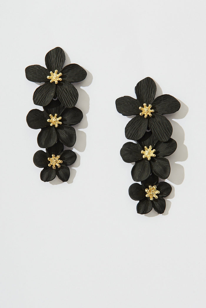 August + Delilah Nantes Drop Earrings In Black - St Frock (Dev)