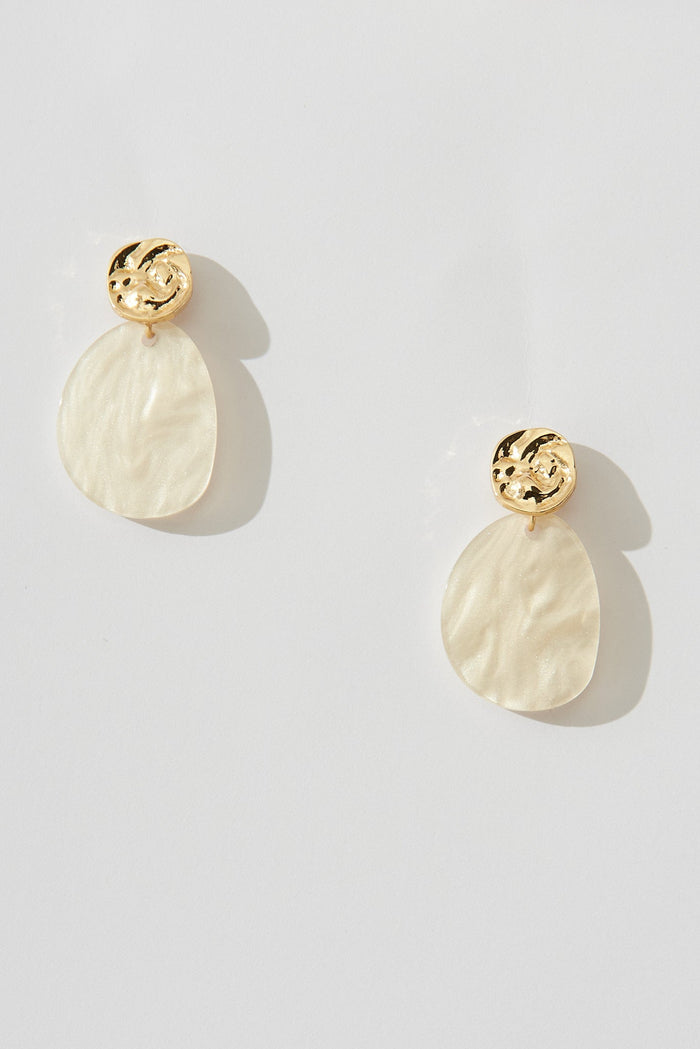 August + Delilah Colmar Drop Earrings In White Wirth Gold - front
