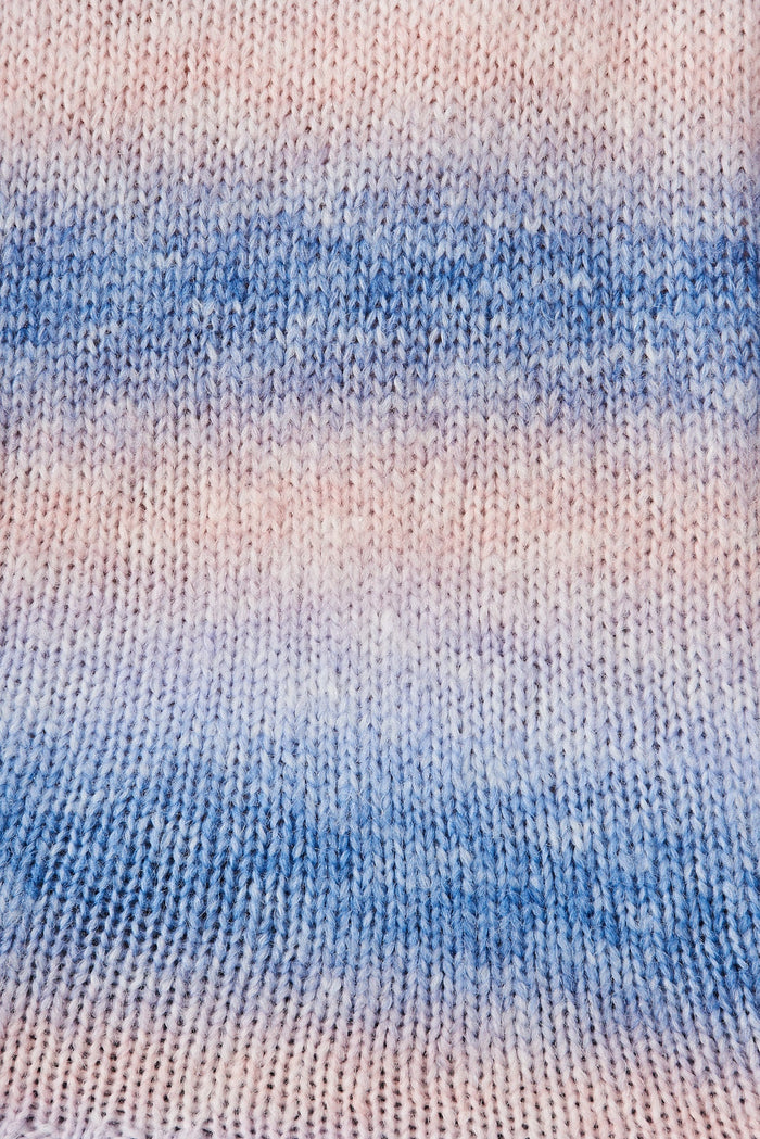 Bluestar Knit Cardigan In Blue With Pink Wool Blend - St Frock (Dev)
