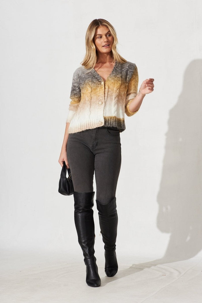 Bluestar Knit Cardigan In Yellow Wool Blend - St Frock (Dev)