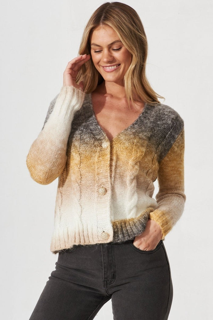 Bluestar Knit Cardigan In Yellow Wool Blend - St Frock (Dev)