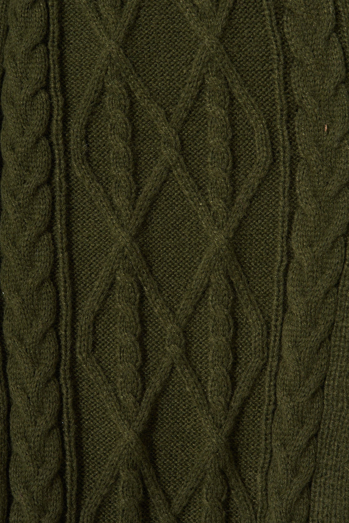 Perla Knit Cardigan In Green Wool Blend - fabric
