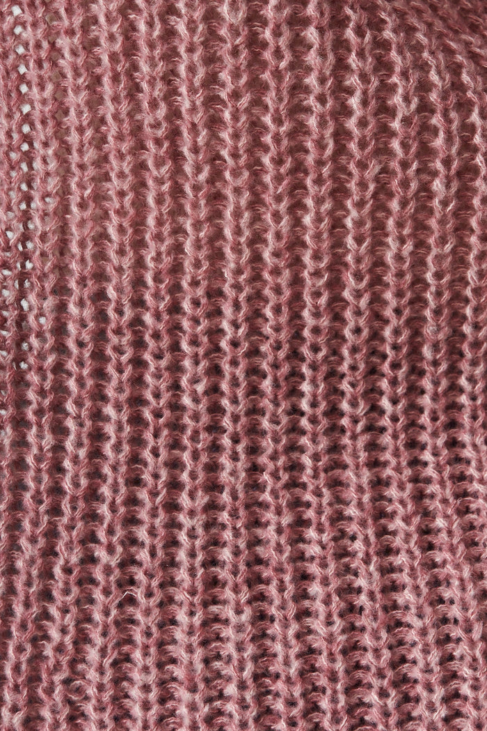 Marilla Knit Cardigan In Pink Marle Wool Blend - fabric